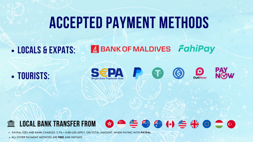 payments methods accepted for speedboats maldives halamaldif.com